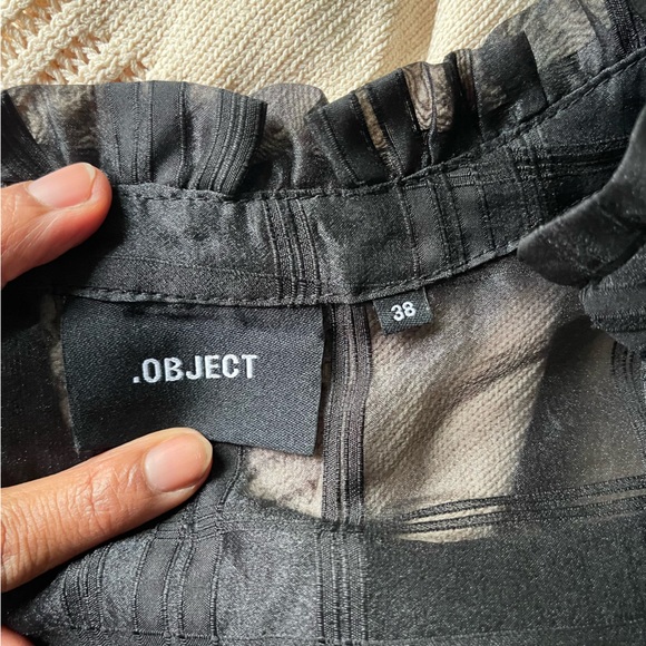 OBJECT Sheer Plaid Tiered Midi Dress Black Long Sleeve Art Deco Avant Garde - Picture 8 of 8